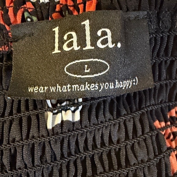 Lala. Black Tiger Print Smocked Maxi Dress Puff Sleeve Tiered Size Large - Picture 2 of 7